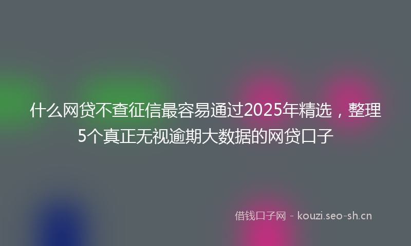 什么网贷不查征信最容易通过2025年精选，整理5个真正无视逾期大数据的网贷口子