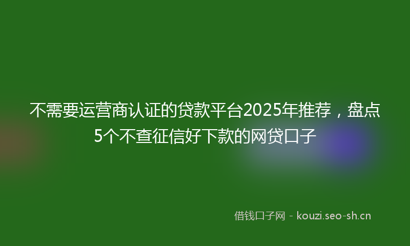 不需要运营商认证的贷款平台2025年推荐，盘点5个不查征信好下款的网贷口子