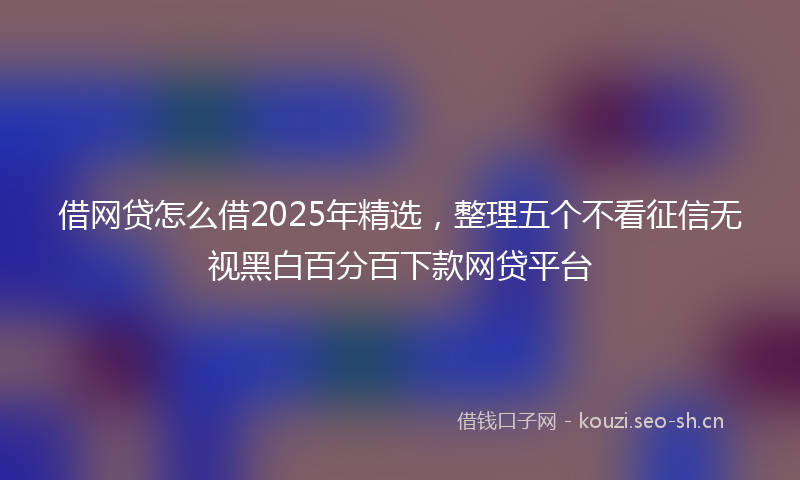 借网贷怎么借2025年精选,整理五个不看征信无视黑白百分百下款网贷平台