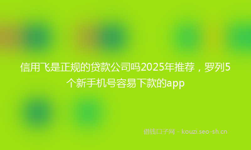 信用飞是正规的贷款公司吗2025年推荐，罗列5个新手机号容易下款的app