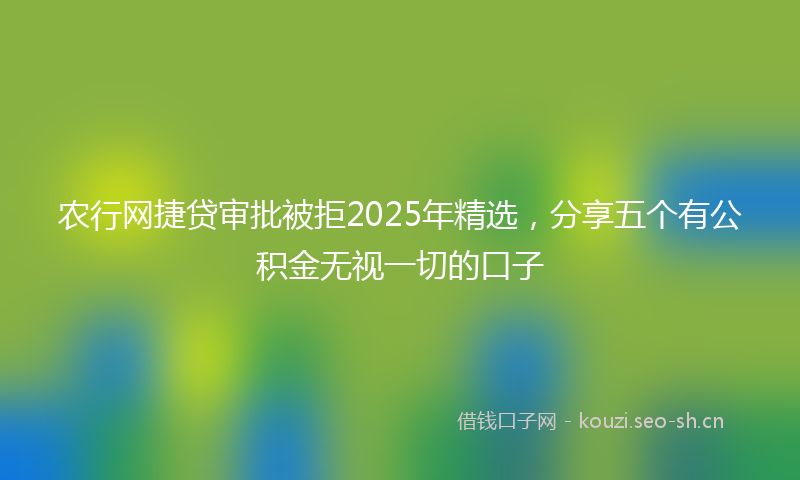 农行网捷贷审批被拒2025年精选，分享五个有公积金无视一切的口子