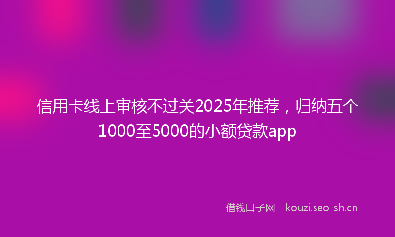 信用卡线上审核不过关2025年推荐，归纳五个1000至5000的小额贷款app