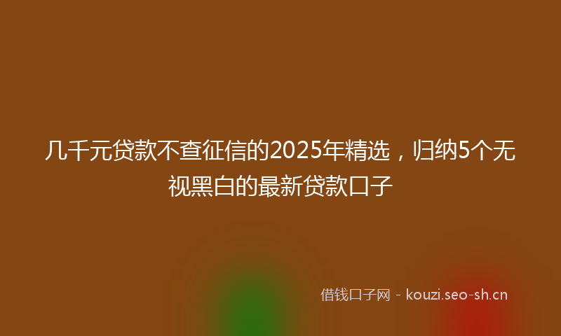 几千元贷款不查征信的2025年精选,归纳5个无视黑白的最新贷款口子