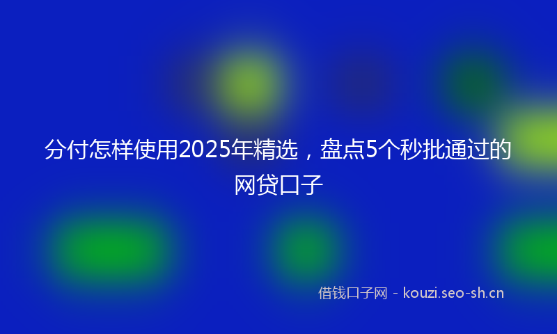 分付怎样使用2025年精选,盘点5个秒批通过的网贷口子
