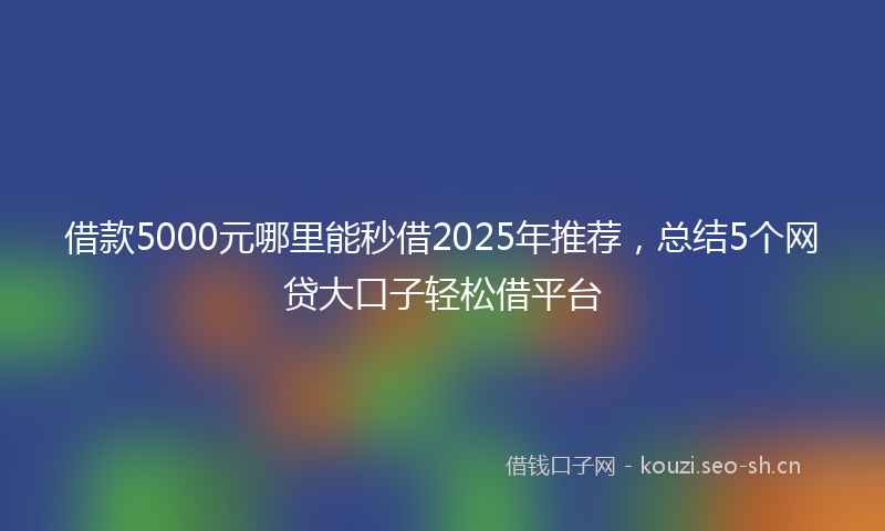 借款5000元哪里能秒借2025年推荐，总结5个网贷大口子轻松借平台
