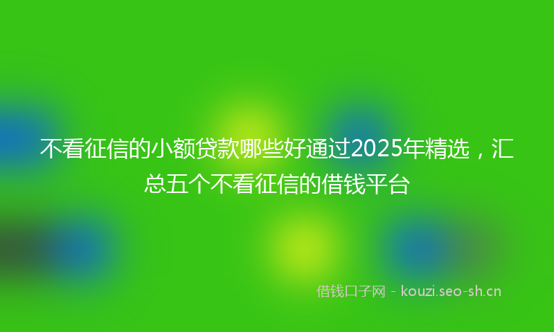 不看征信的小额贷款哪些好通过2025年精选，汇总五个不看征信的借钱平台