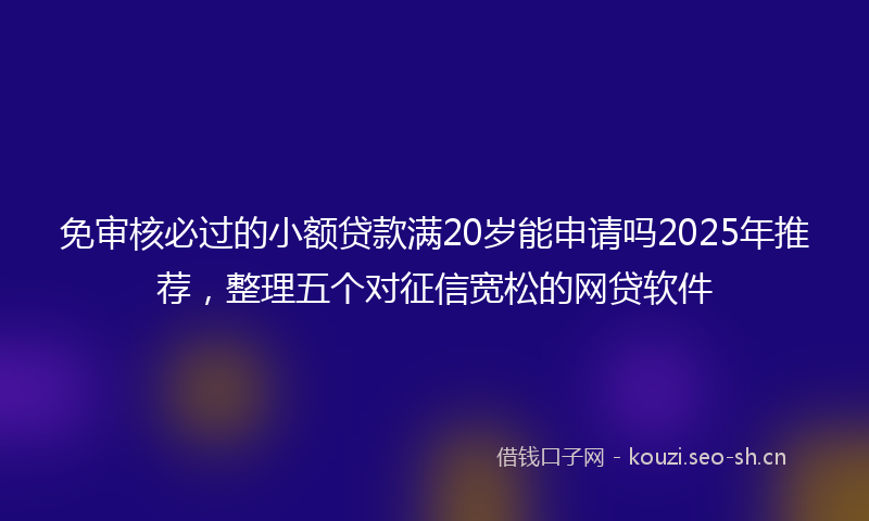 免审核必过的小额贷款满20岁能申请吗2025年推荐，整理五个对征信宽松的网贷软件