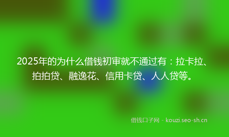 2025年的为什么借钱初审就不通过有：拉卡拉、拍拍贷、融逸花、信用卡贷、人人贷等。