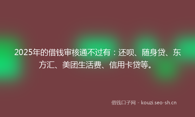 2025年的借钱审核通不过有：还呗、随身贷、东方汇、美团生活费、信用卡贷等。