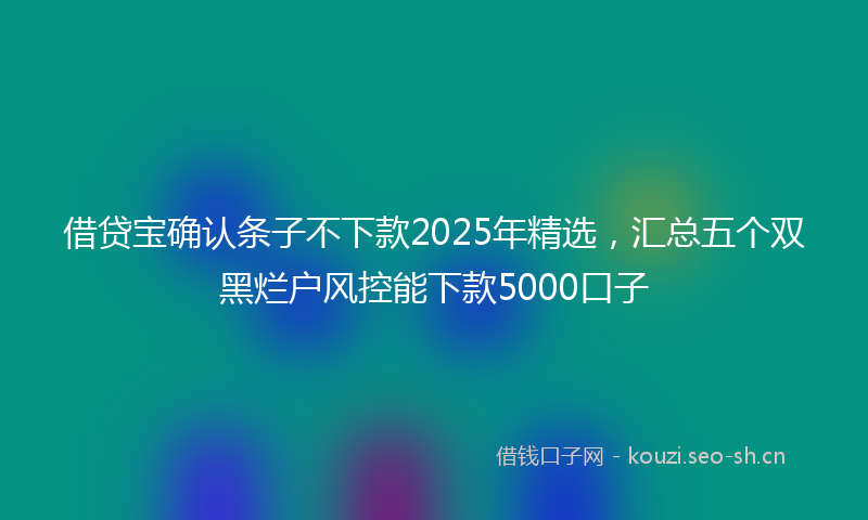 借贷宝确认条子不下款2025年精选,汇总五个双黑烂户风控能下款5000口子
