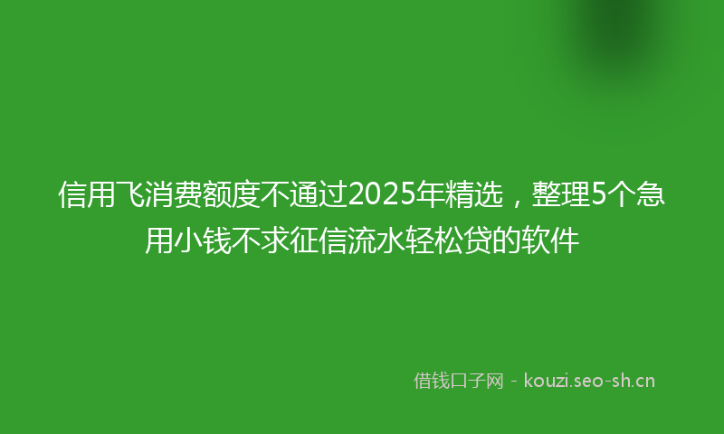 信用飞消费额度不通过2025年精选，整理5个急用小钱不求征信流水轻松贷的软件