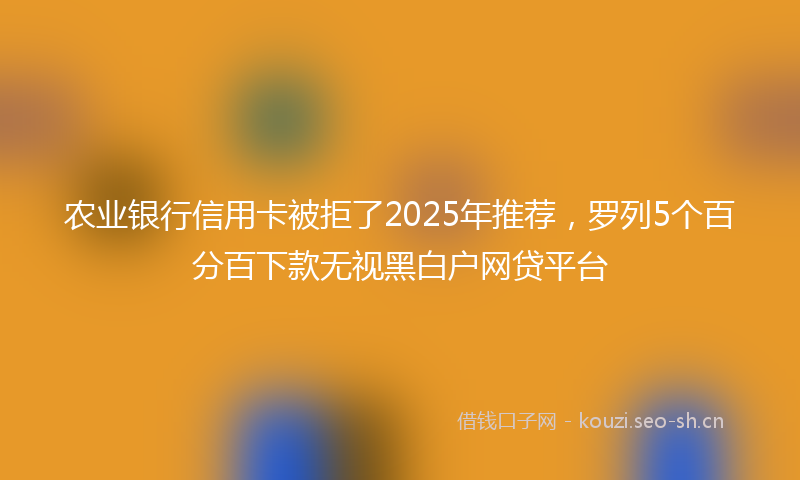 农业银行信用卡被拒了2025年推荐，罗列5个百分百下款无视黑白户网贷平台