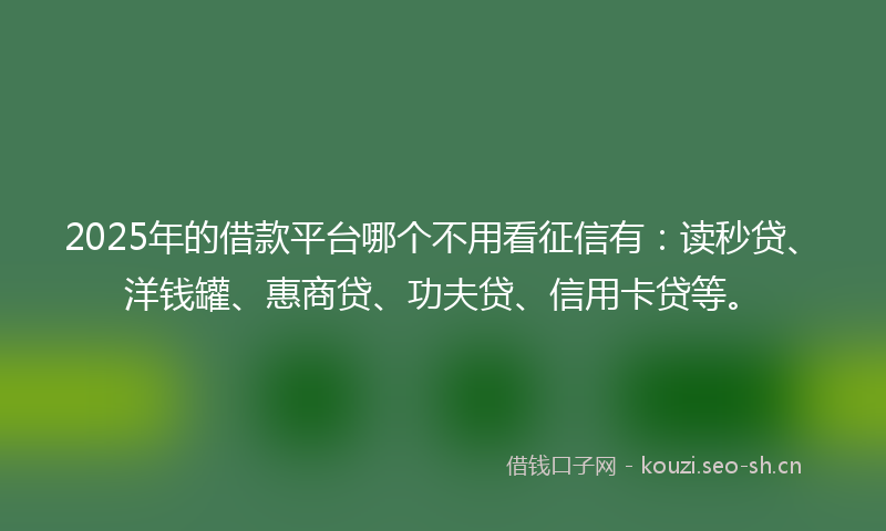 2025年的借款平台哪个不用看征信有:读秒贷、洋钱罐、惠商贷、功夫贷、信用卡贷等。