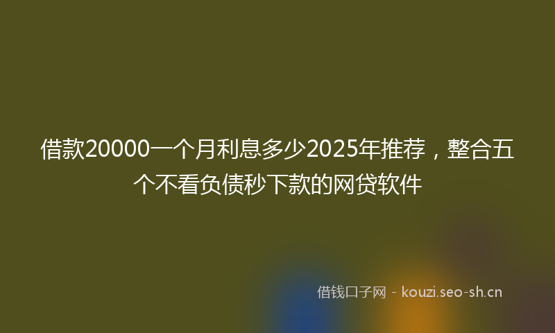 借款20000一个月利息多少2025年推荐,整合五个不看负债秒下款的网贷软件