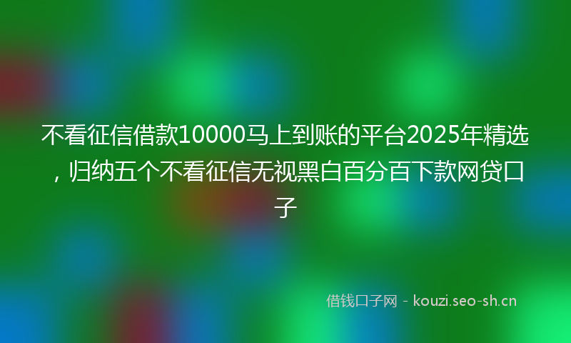 不看征信借款10000马上到账的平台2025年精选，归纳五个不看征信无视黑白百分百下款网贷口子