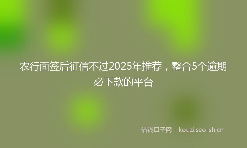 农行面签后征信不过2025年推荐,整合5个逾期必下款的平台