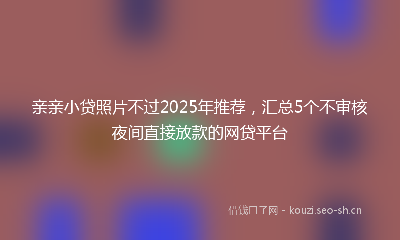 亲亲小贷照片不过2025年推荐，汇总5个不审核夜间直接放款的网贷平台