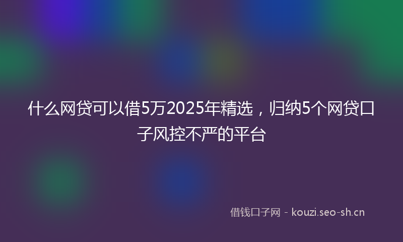 什么网贷可以借5万2025年精选，归纳5个网贷口子风控不严的平台
