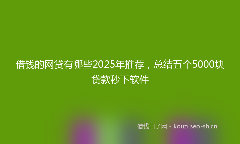 借钱的网贷有哪些2025年推荐,总结五个5000块贷款秒下软件