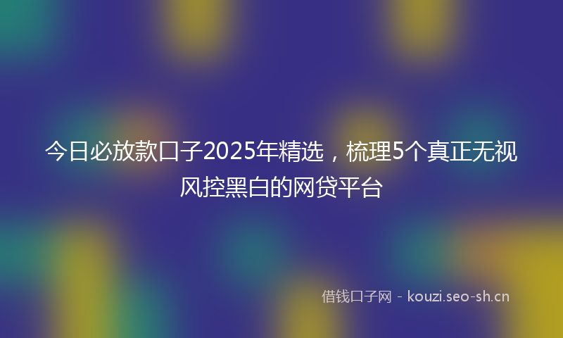 今日必放款口子2025年精选,梳理5个真正无视风控黑白的网贷平台