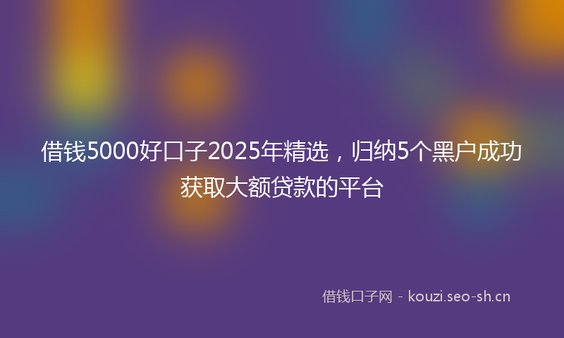 借钱5000好口子2025年精选,归纳5个黑户成功获取大额贷款的平台