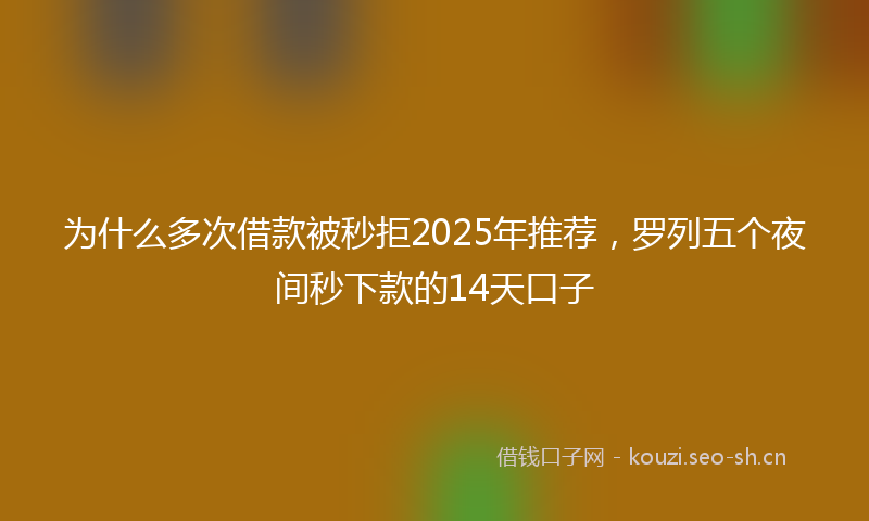 为什么多次借款被秒拒2025年推荐，罗列五个夜间秒下款的14天口子