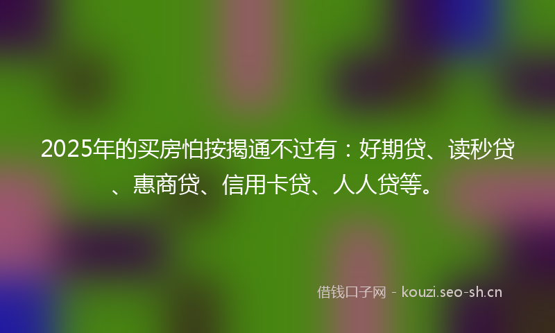 2025年的买房怕按揭通不过有：好期贷、读秒贷、惠商贷、信用卡贷、人人贷等。