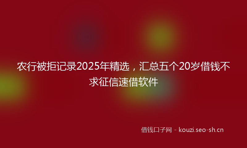 农行被拒记录2025年精选，汇总五个20岁借钱不求征信速借软件