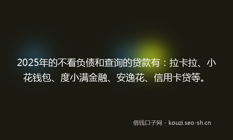 2025年的不看负债和查询的贷款有：拉卡拉、小花钱包、度小满金融、安逸花、信用卡贷等。