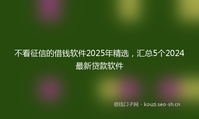不看征信的借钱软件2025年精选，汇总5个2024最新贷款软件