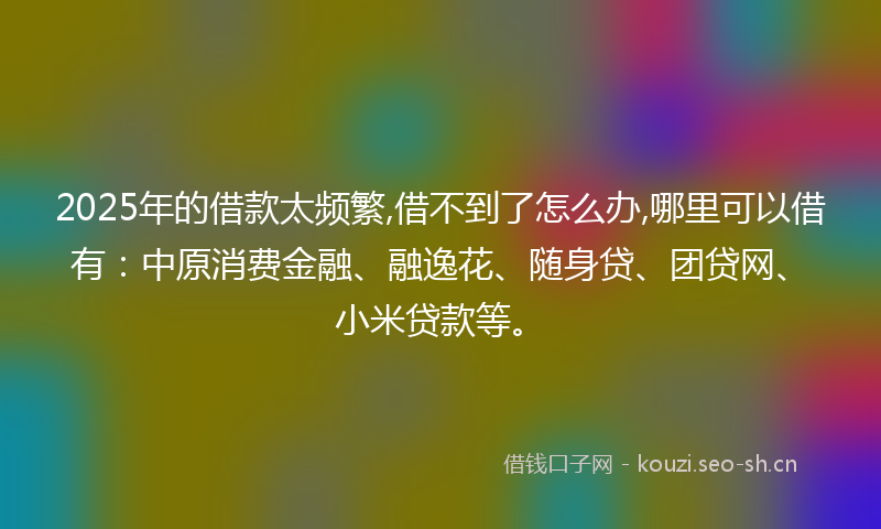2025年的借款太频繁,借不到了怎么办,哪里可以借有:中原消费金融、融逸花、随身贷、团贷网、小米贷款等。