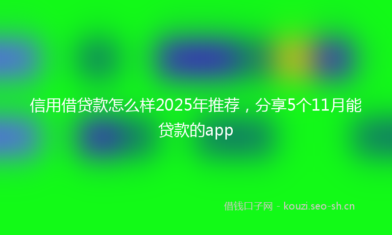 信用借贷款怎么样2025年推荐，分享5个11月能贷款的app