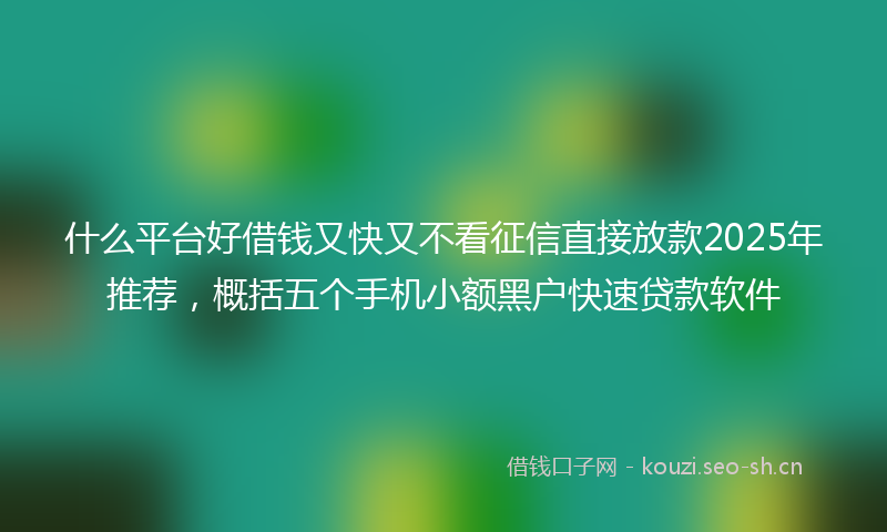 什么平台好借钱又快又不看征信直接放款2025年推荐，概括五个手机小额黑户快速贷款软件