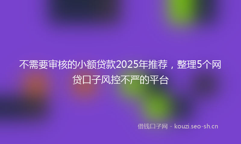 不需要审核的小额贷款2025年推荐,整理5个网贷口子风控不严的平台