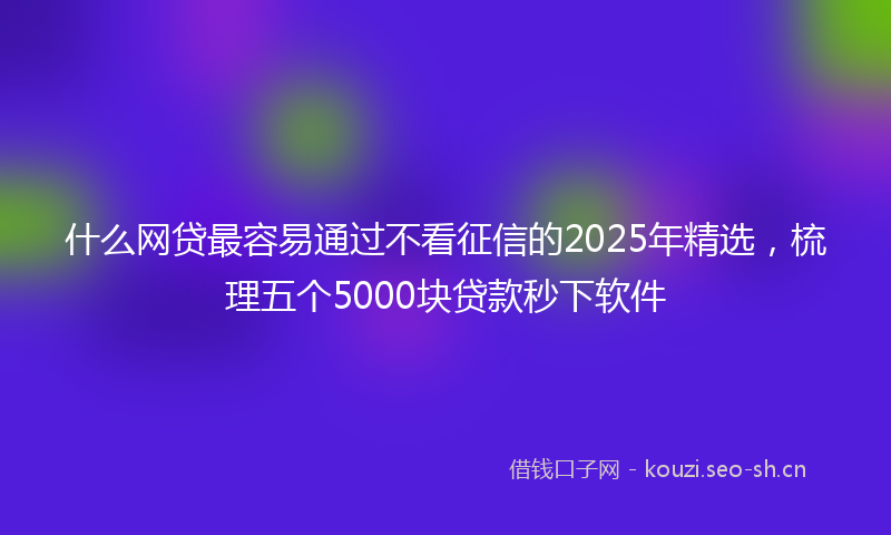 什么网贷最容易通过不看征信的2025年精选，梳理五个5000块贷款秒下软件
