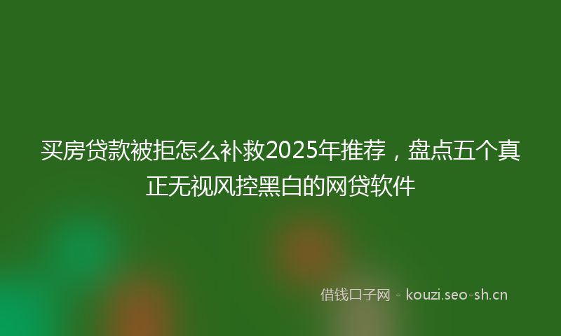 买房贷款被拒怎么补救2025年推荐，盘点五个真正无视风控黑白的网贷软件