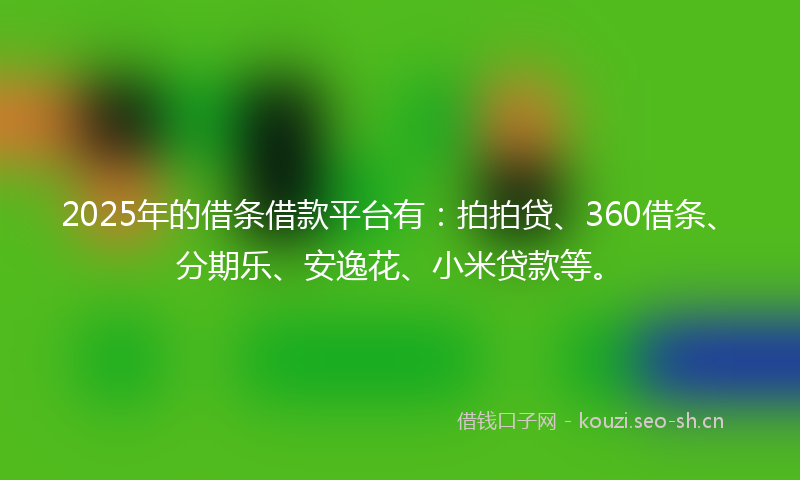 2025年的借条借款平台有：拍拍贷、360借条、分期乐、安逸花、小米贷款等。