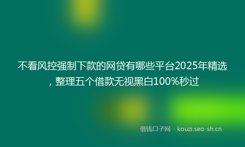 不看风控强制下款的网贷有哪些平台2025年精选，整理五个借款无视黑白100%秒过