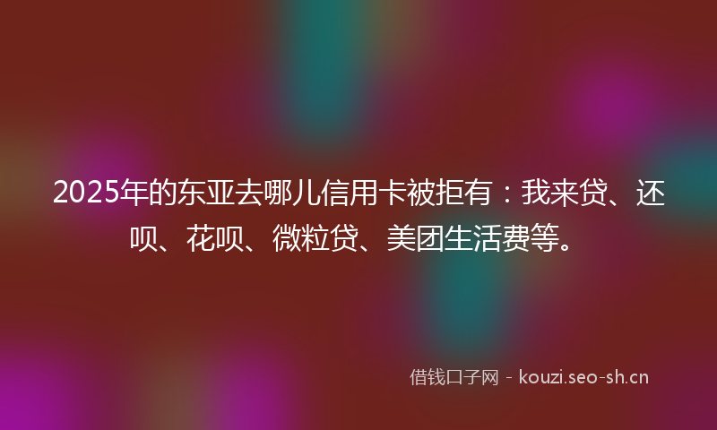 2025年的东亚去哪儿信用卡被拒有：我来贷、还呗、花呗、微粒贷、美团生活费等。