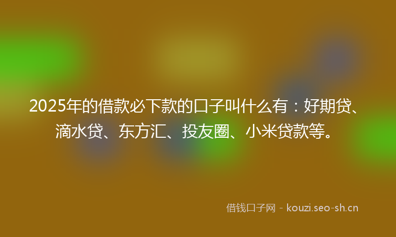2025年的借款必下款的口子叫什么有:好期贷、滴水贷、东方汇、投友圈、小米贷款等。