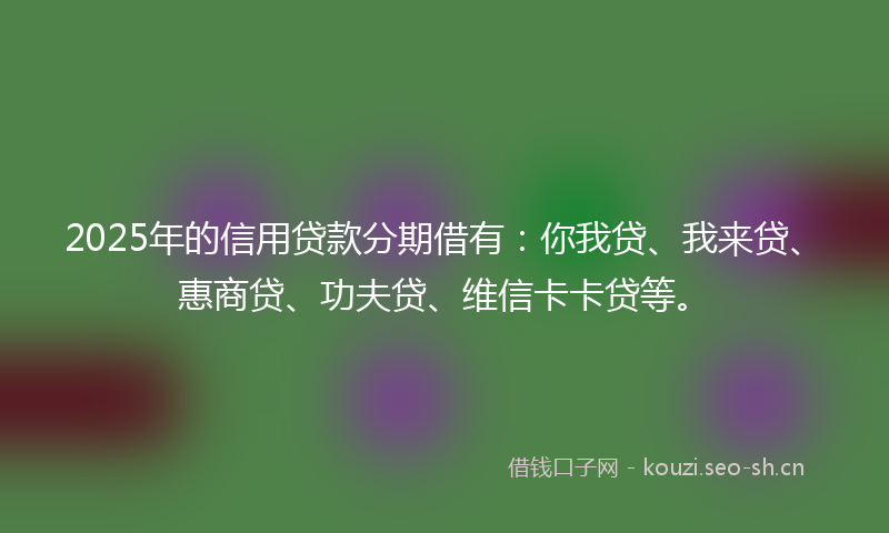 2025年的信用贷款分期借有:你我贷、我来贷、惠商贷、功夫贷、维信卡卡贷等。
