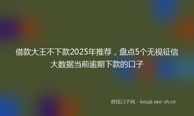 借款大王不下款2025年推荐,盘点5个无视征信大数据当前逾期下款的口子