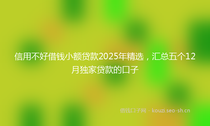 信用不好借钱小额贷款2025年精选，汇总五个12月独家贷款的口子