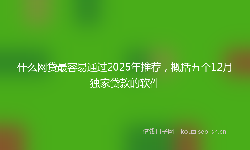 什么网贷最容易通过2025年推荐，概括五个12月独家贷款的软件
