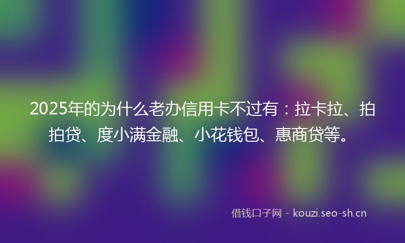 2025年的为什么老办信用卡不过有：拉卡拉、拍拍贷、度小满金融、小花钱包、惠商贷等。