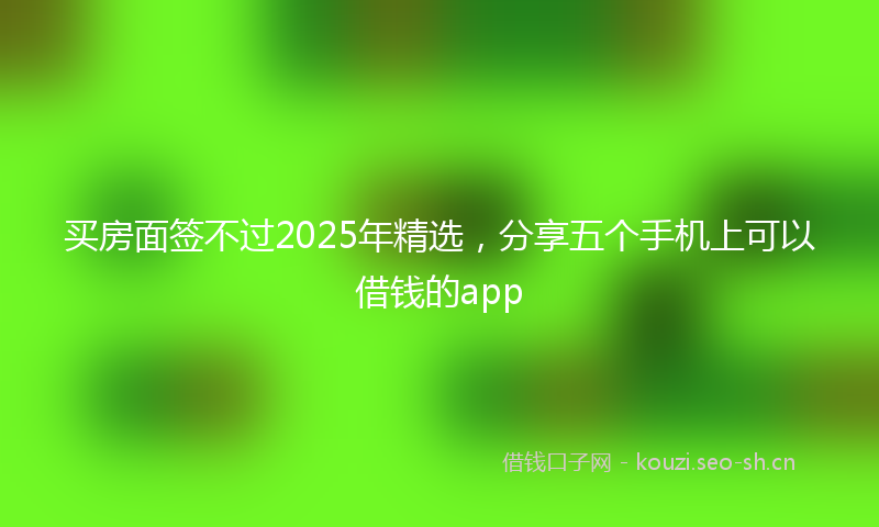 买房面签不过2025年精选,分享五个手机上可以借钱的app