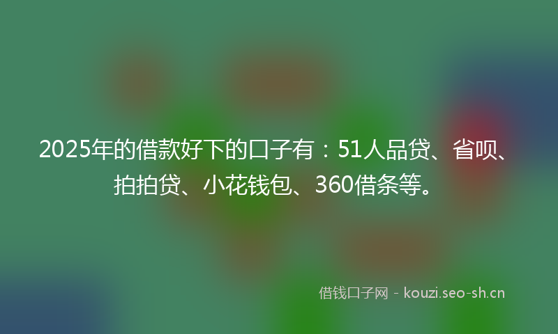 2025年的借款好下的口子有：51人品贷、省呗、拍拍贷、小花钱包、360借条等。