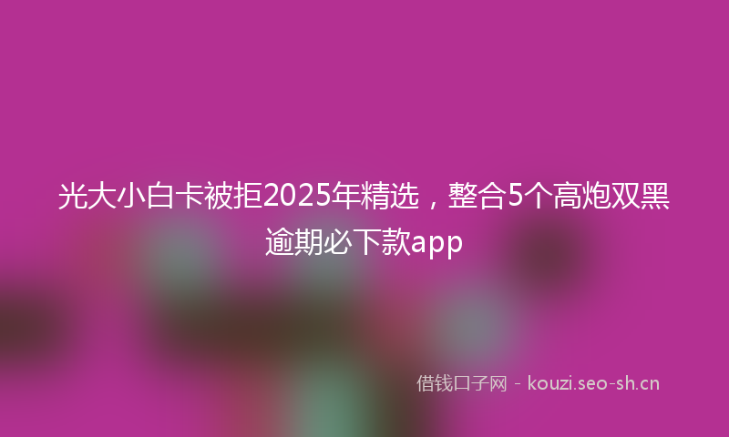 光大小白卡被拒2025年精选,整合5个高炮双黑逾期必下款app