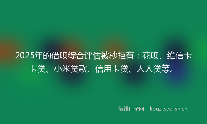 2025年的借呗综合评估被秒拒有：花呗、维信卡卡贷、小米贷款、信用卡贷、人人贷等。