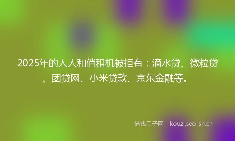 2025年的人人和俏租机被拒有：滴水贷、微粒贷、团贷网、小米贷款、京东金融等。